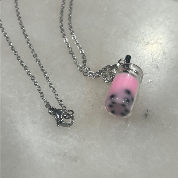 Charming Pink Bubble Tea Necklace - Picture 3 of 6